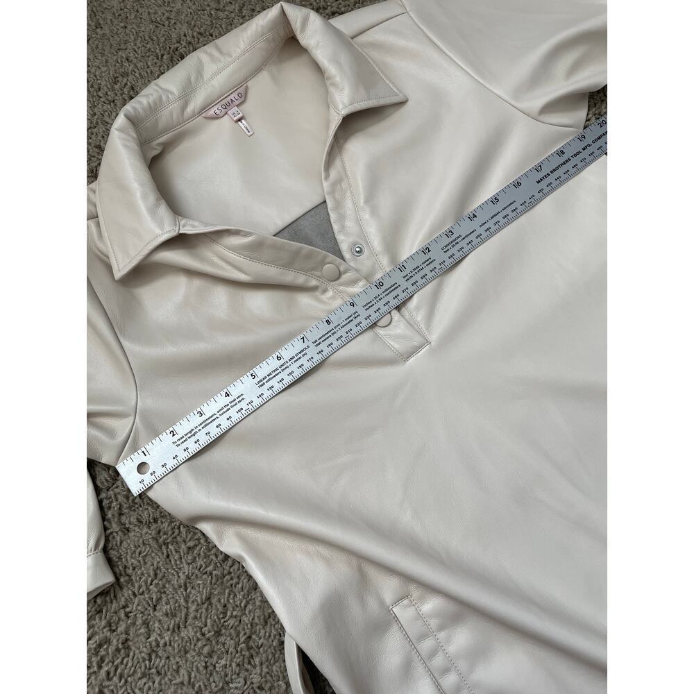 EsQualo super soft vegan leather shirt dress cream size 4 - Picture 14 of 14